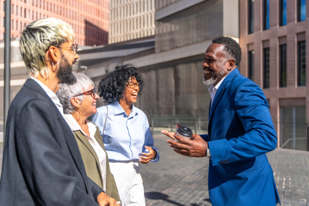 A lead generation strategist talking to people