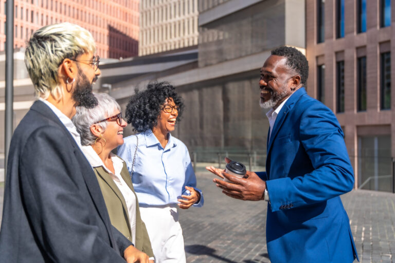 A lead generation strategist talking to people